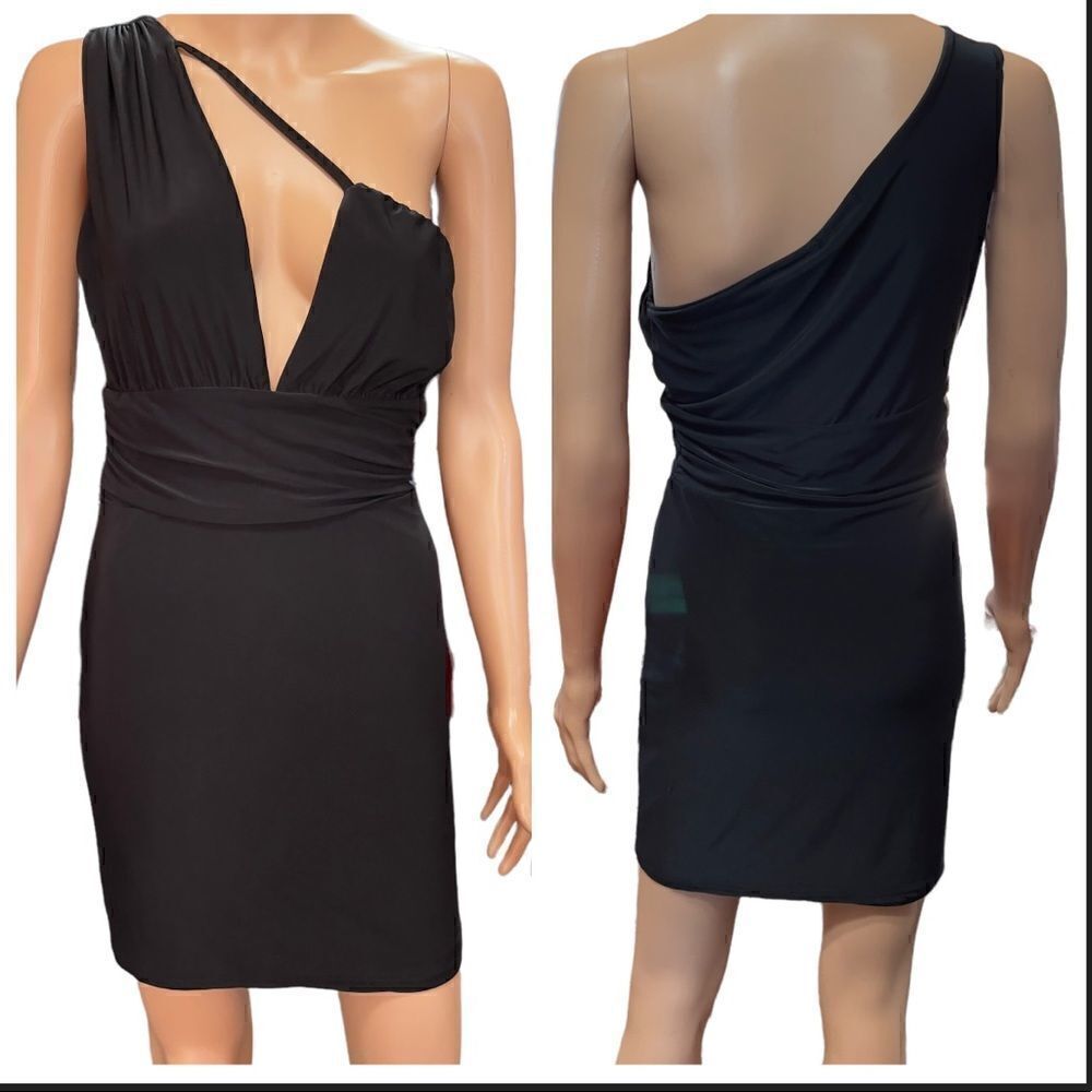 PrettyLittle Thing One Shoulder Cutout Black Dress Size 6